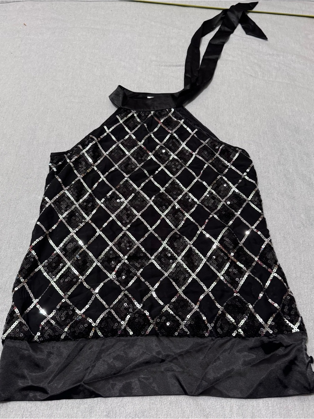 Maurices Black Sequin Halter Top with Silver Accents